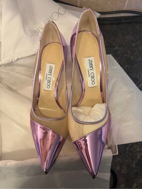 Jimmy Choo Metallic Lavender-Pink Pointed Toe Pumps